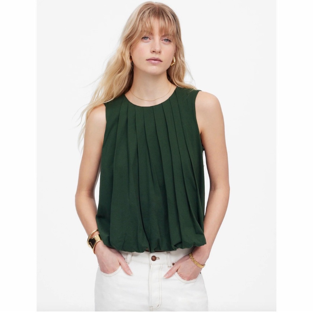 Madewell Sleeveless Cotton Crewneck Bubble Top